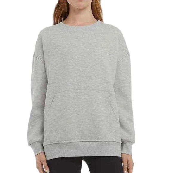 Danskin Tops - Danskin Ladies Sweatshirt Oversized Crewneck with Pocket Light Heater Grey Sz M